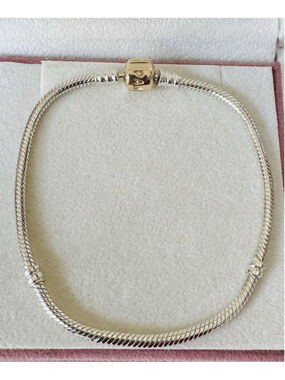 Authentic Pandora Moments Snake Chain Bracelet 14k Gold Clasp 8.5 Inches